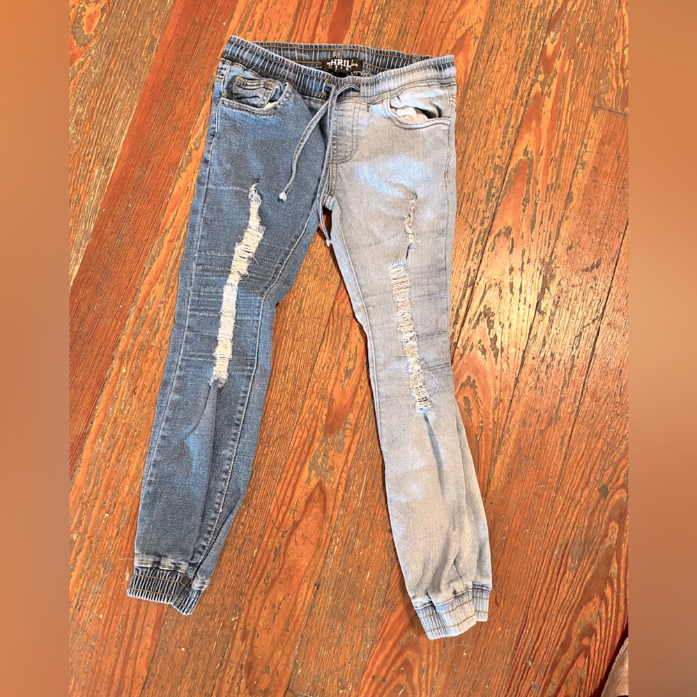 Two-Tone Kids Jeans Size 10 Size M skinny ankle distress GUC Fashion jogger